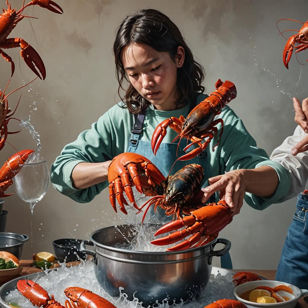 Lobster and Human: Hyperrealistic Concept Art