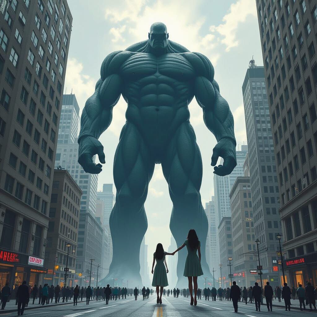 Colossal Giantess Over City Streets in Dramatic Digital Pain...
