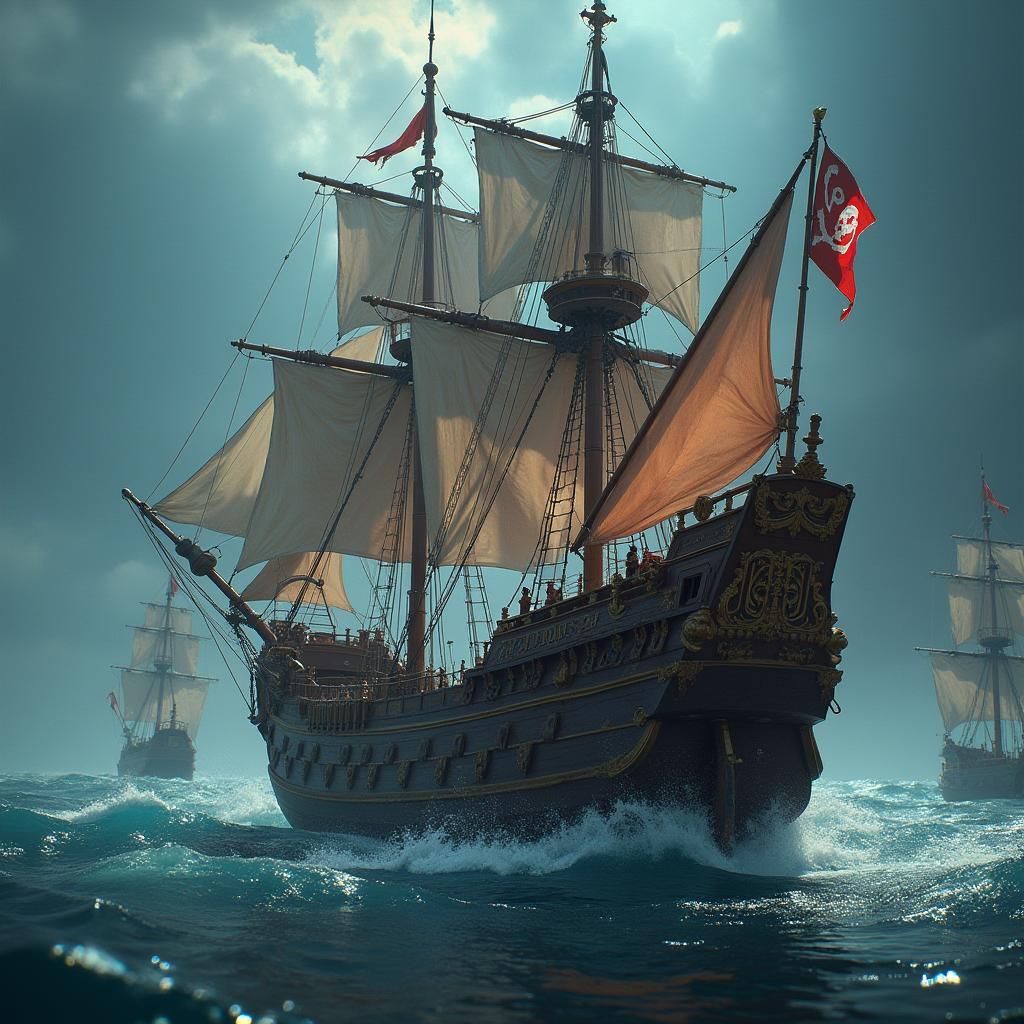 Detailed Jolly Roger Fantasy Concept Art