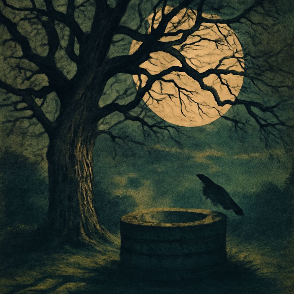 Ethereal Oak Silhouette Under Luminous Full Moon