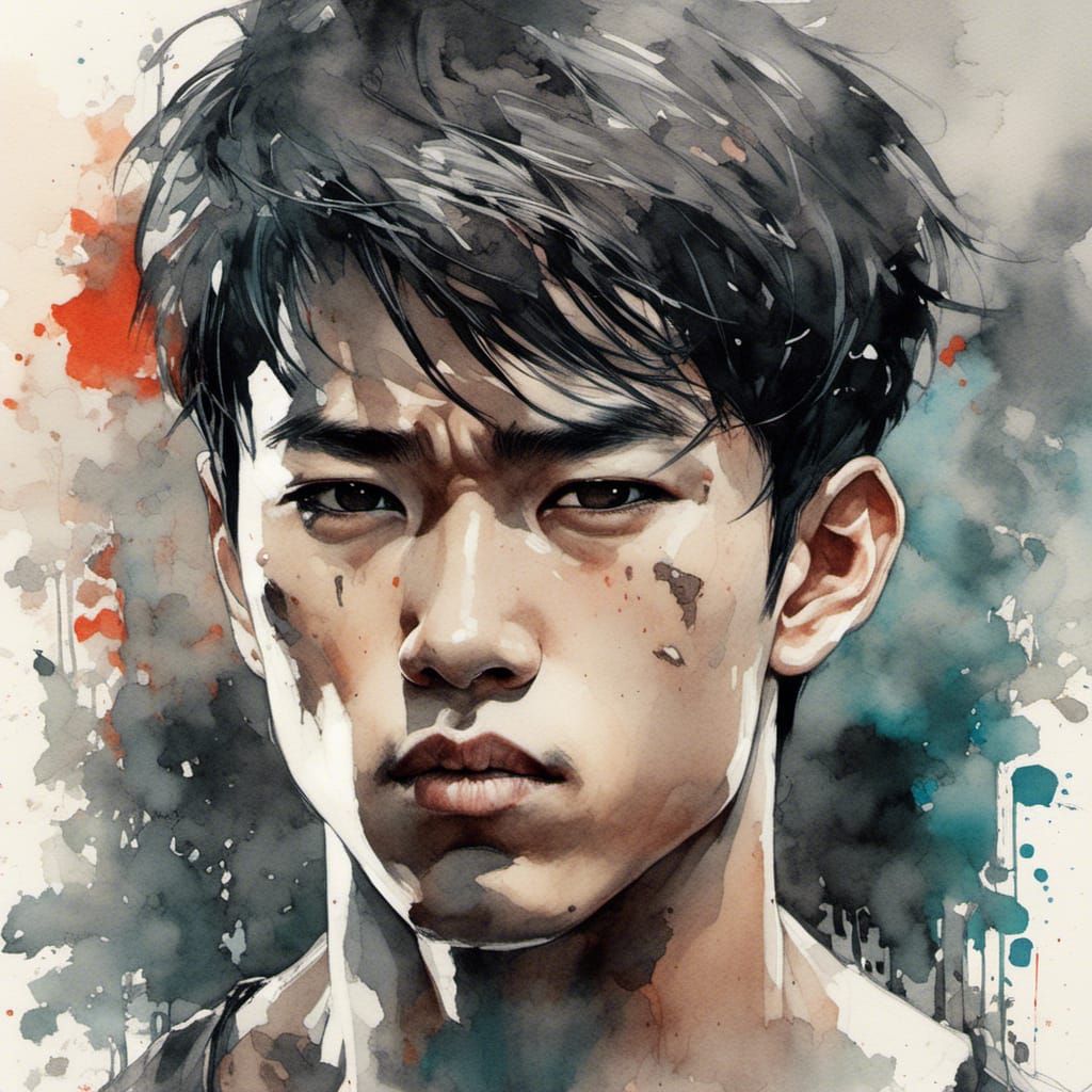 Handsome Jock Portrait with Strong Expression