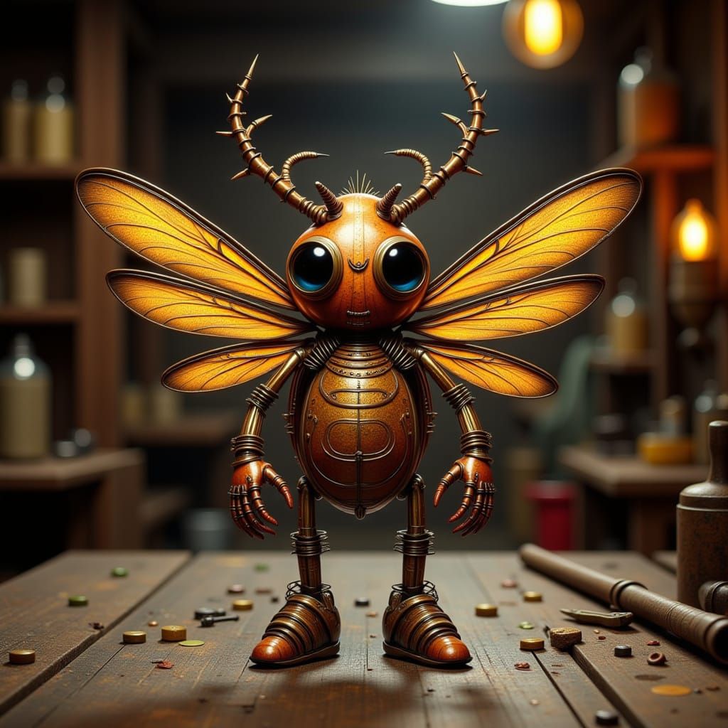 Retro-Futuristic Voodoo Beetle Doll in Atomic Age Style