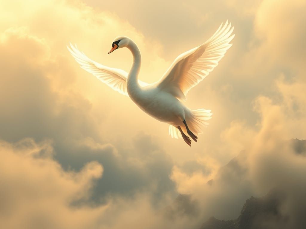 Ethereal Swan Plummets into the Mists