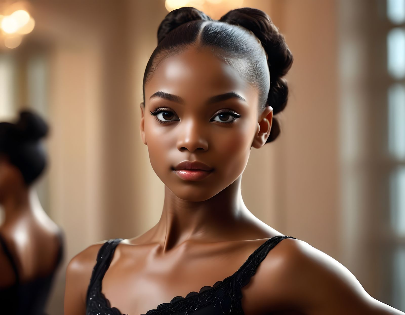 Stunning Black Ballet Dancer in Opulent Studio