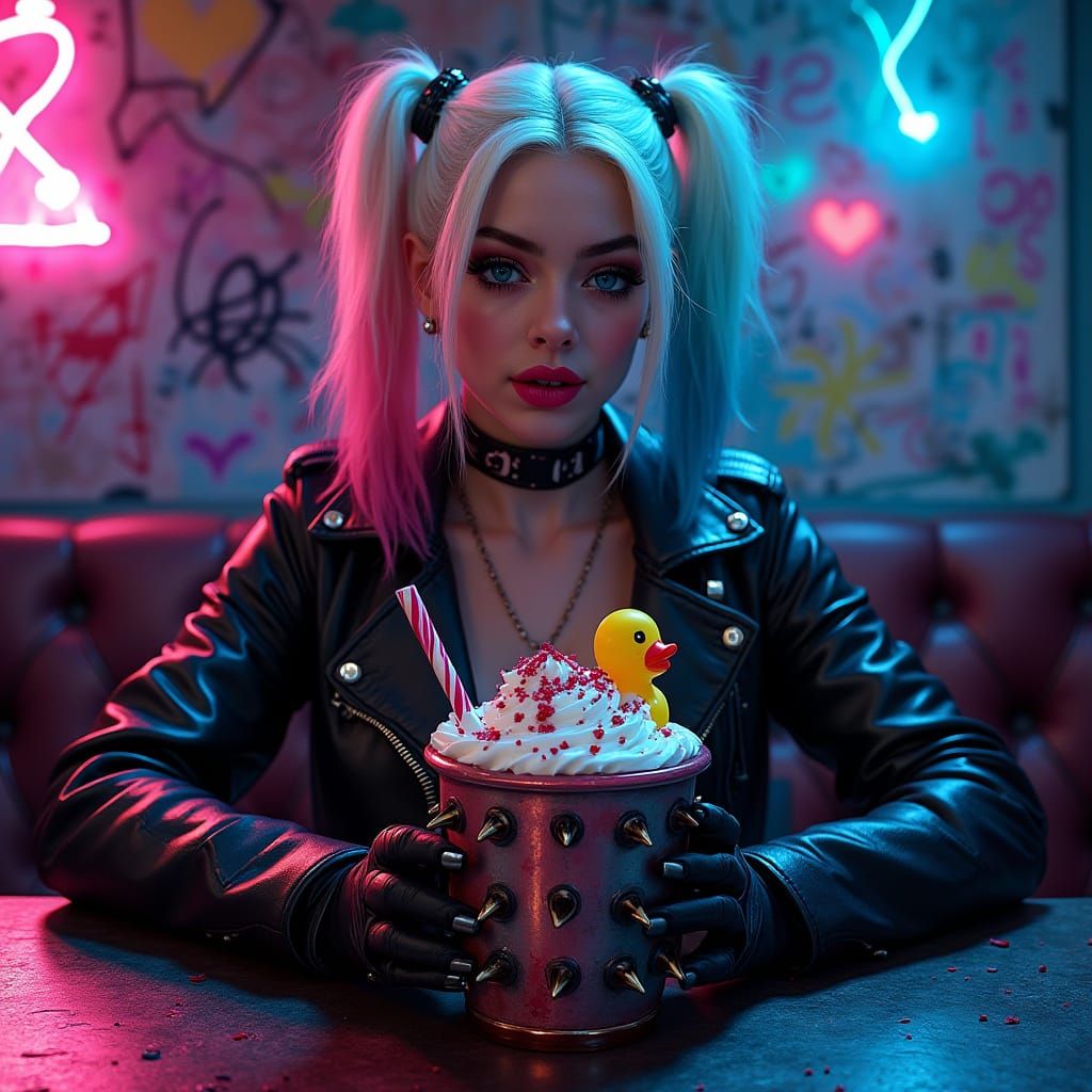 Rebel Goddess in a Neon Punk Rock Paradise