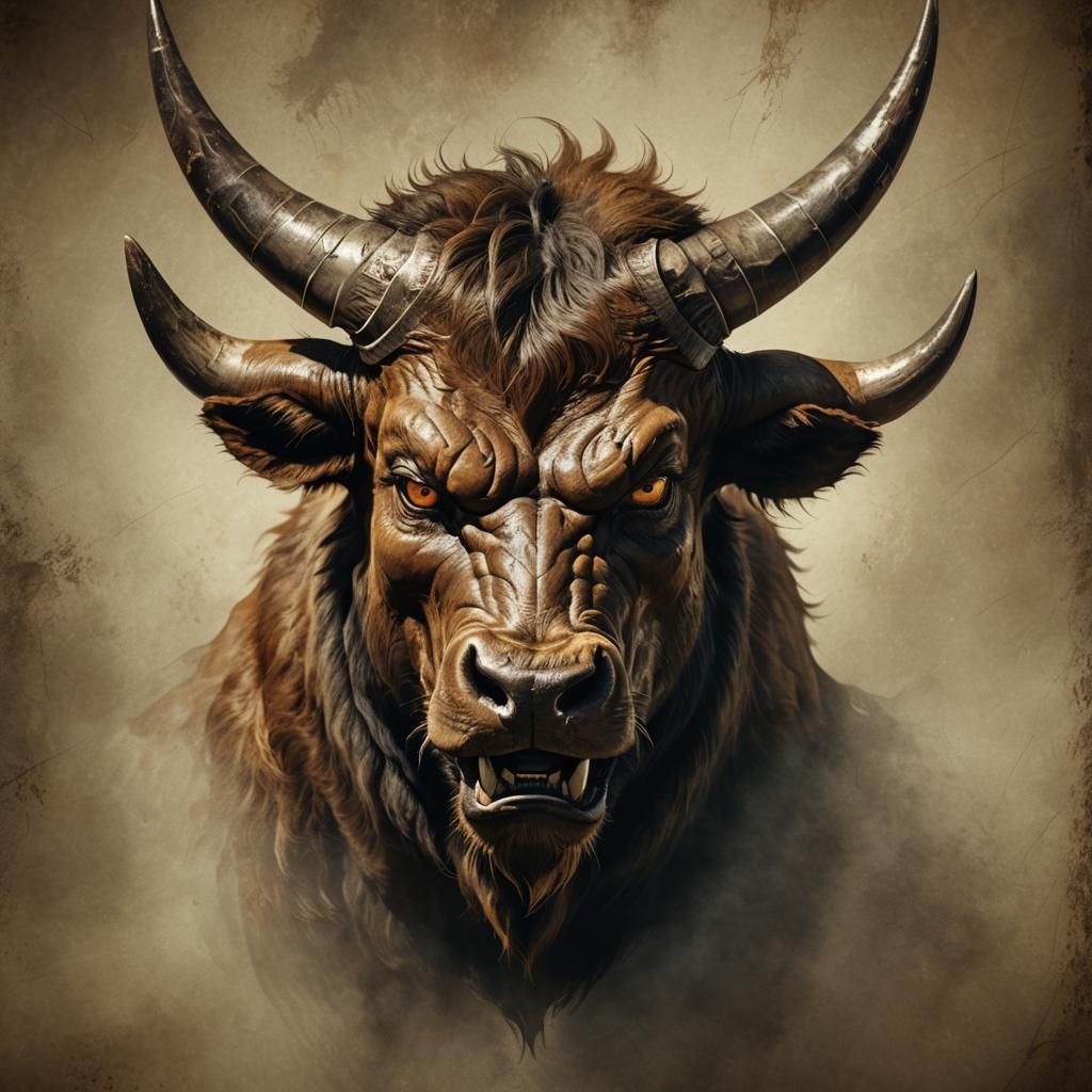 Angry Devil Bull with "PURGE" Graffiti Text