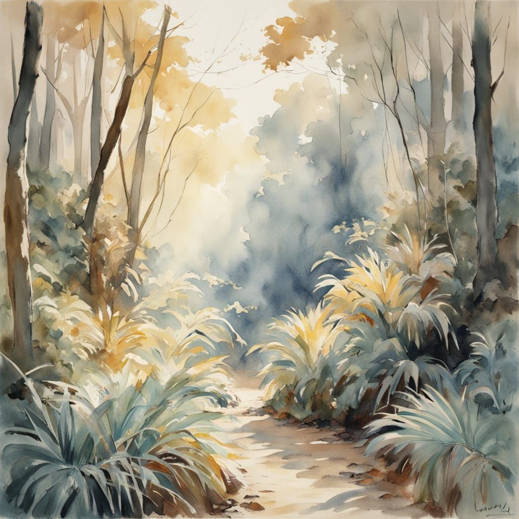 Whimsical Ethereal Forest Scene with Vibrant Colors