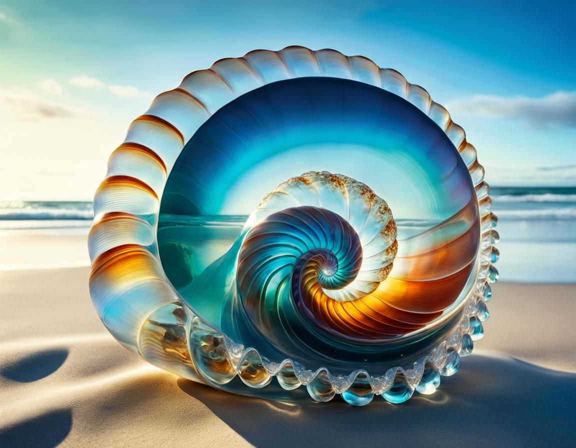 Ethereal Glass Shell on Winter Beach