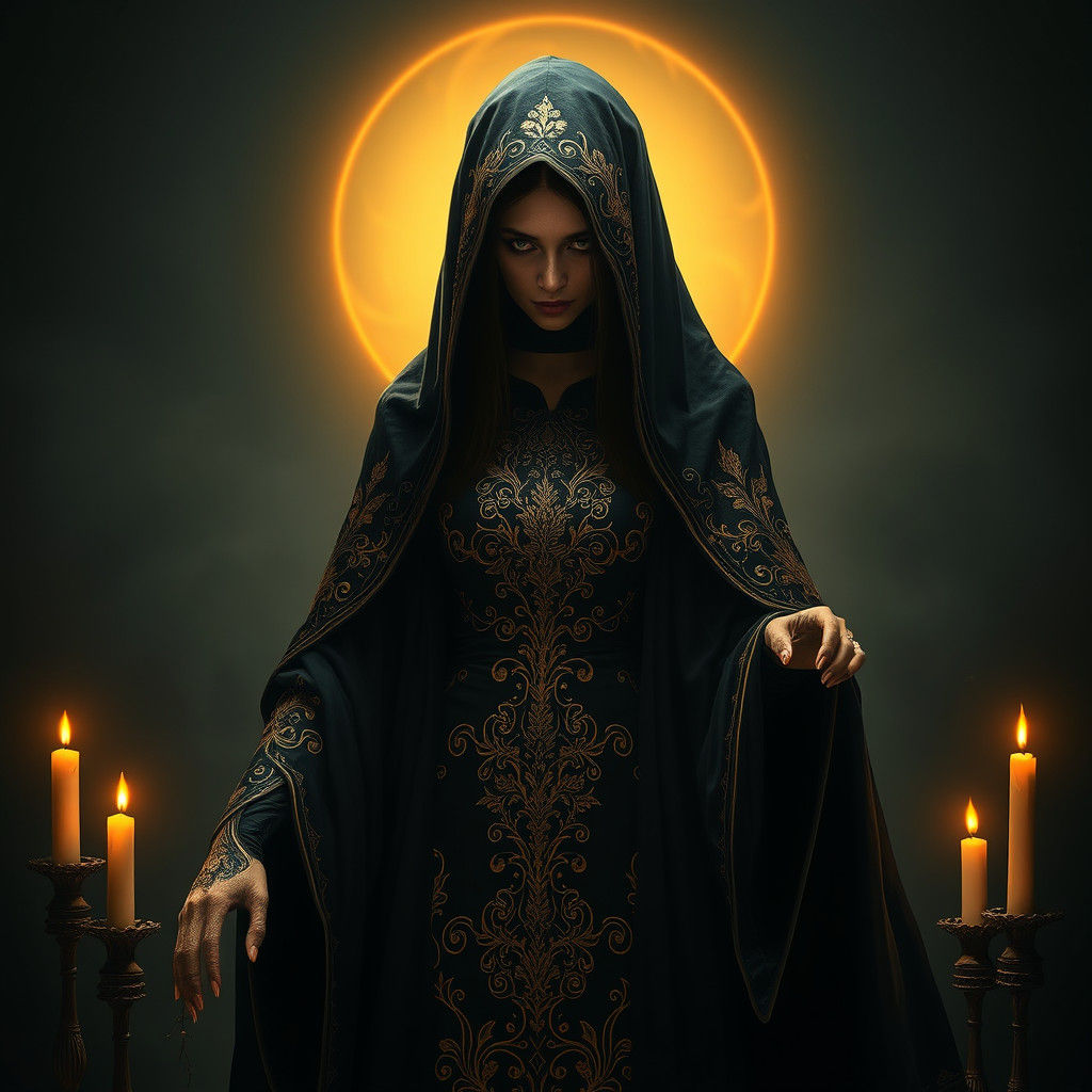 Grim Reaper Woman Harvesting Souls in Hyperrealism