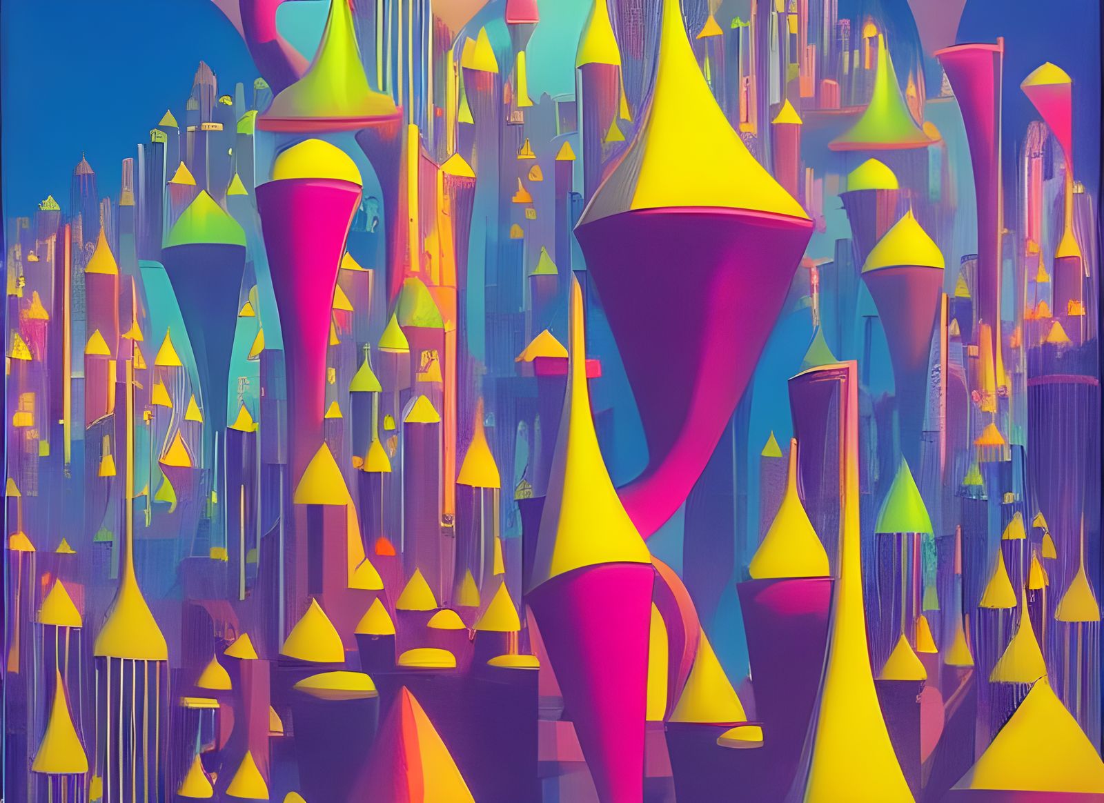 Architectonic Cityscape in Pop Art Style