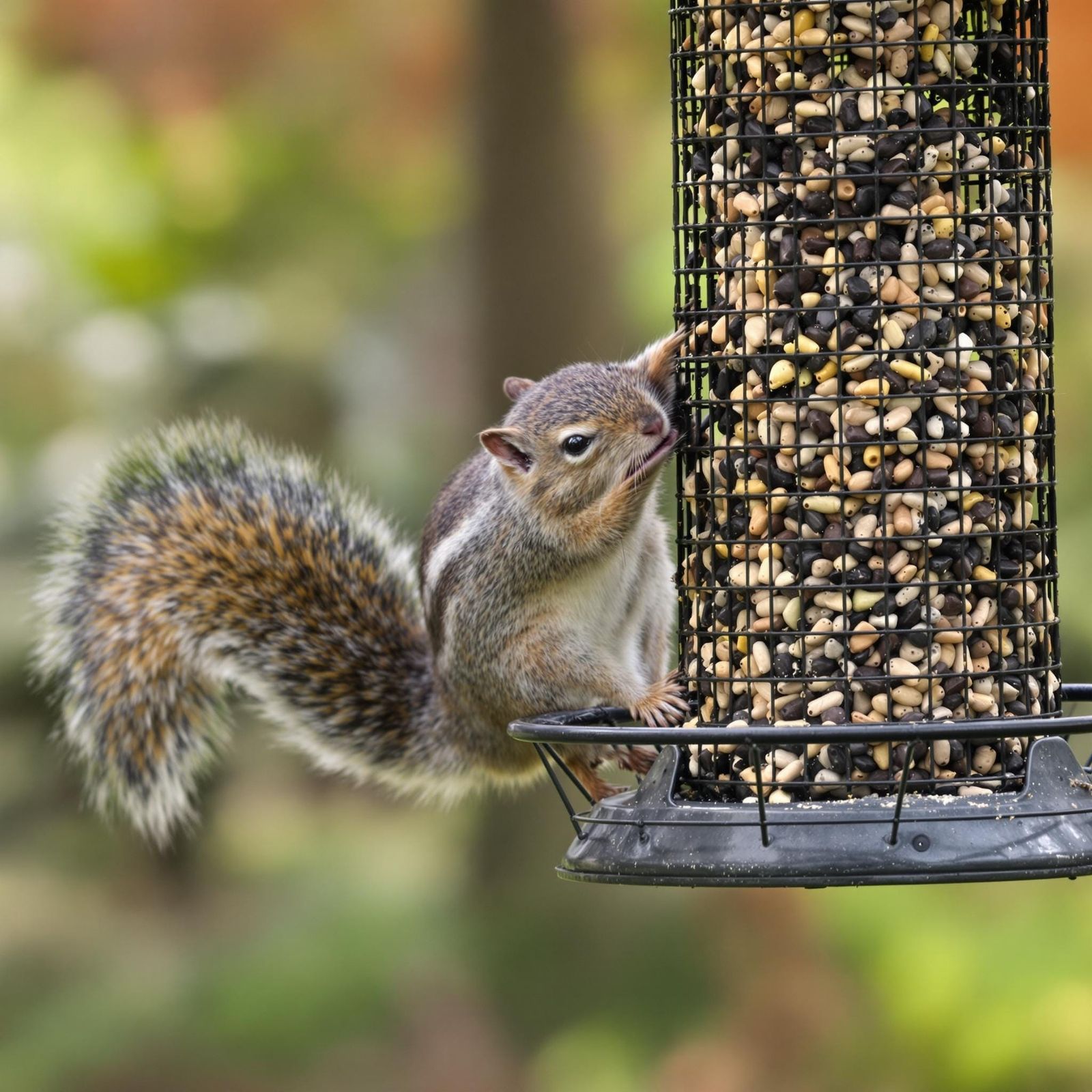 Mischievous Squirrel at the Bird Feeder