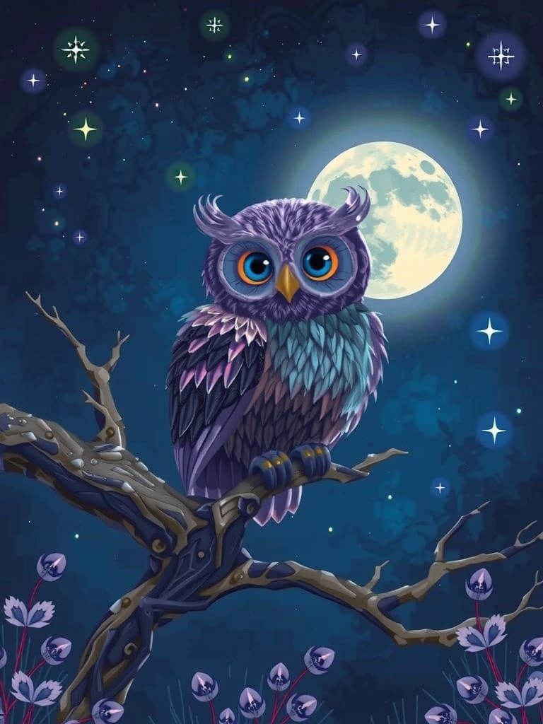 Mystical Owl in Whimsical Forest: Matte Painting