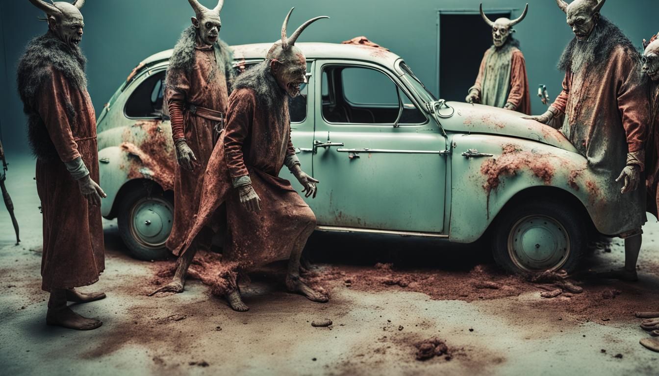 Bosch-Inspired Demon Women Renting a Car Photo