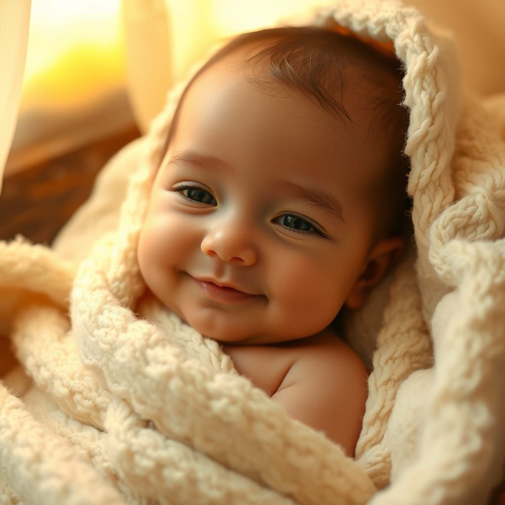 Serene Infant in Warm Golden Light