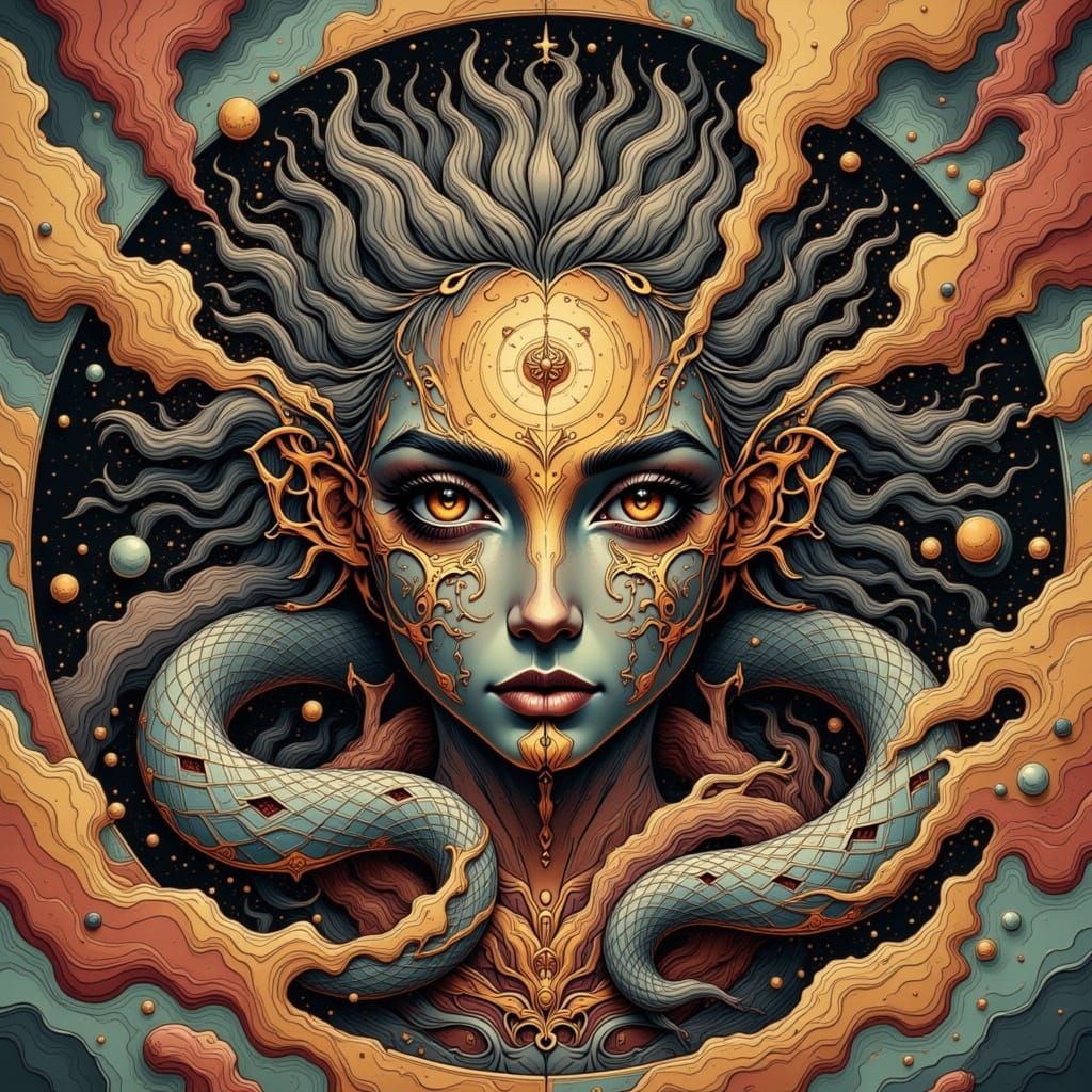 Surreal Snake Slithers Through Geometric Emotions