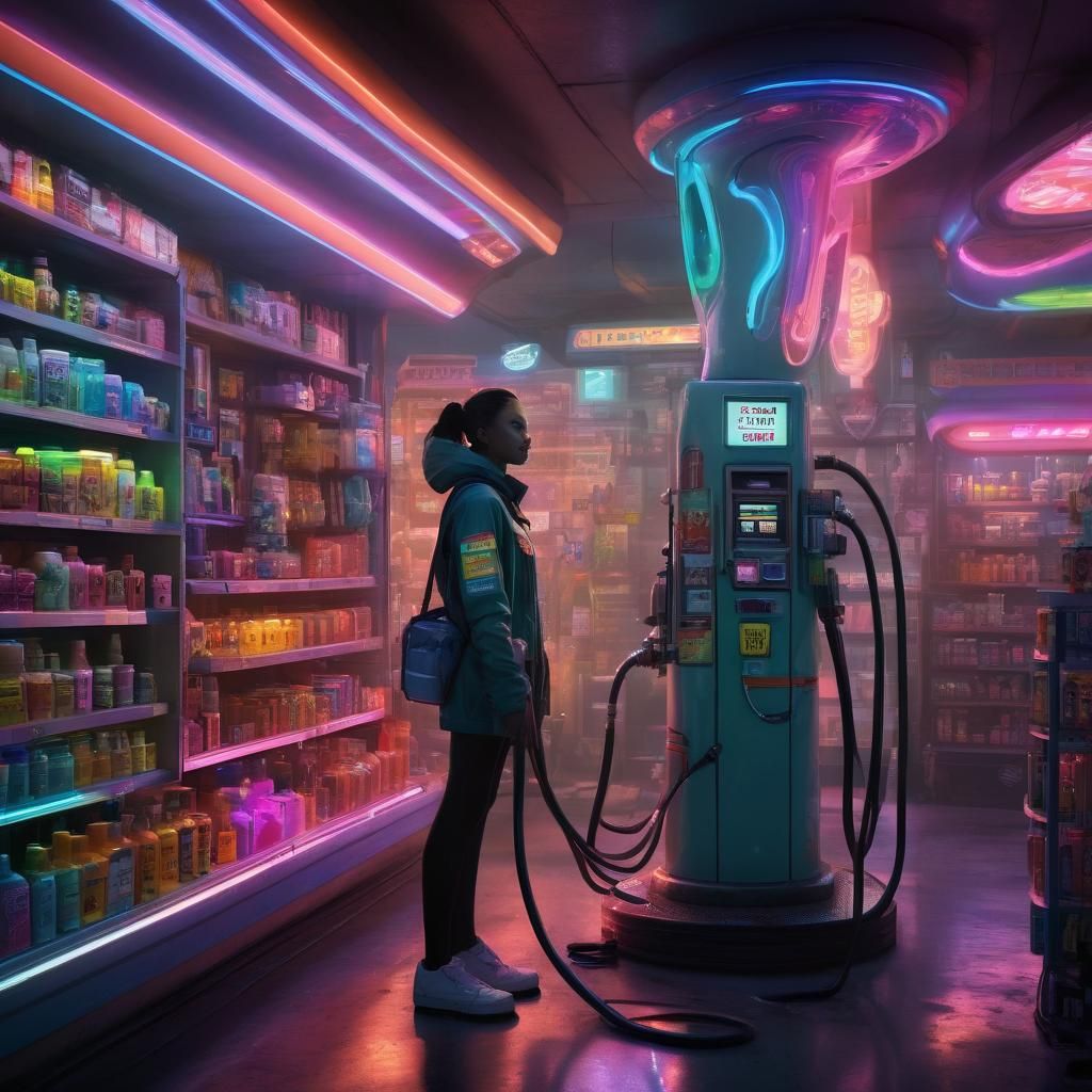 Extraterrestrial Gas Station Attendant: Hyperrealistic Conce...