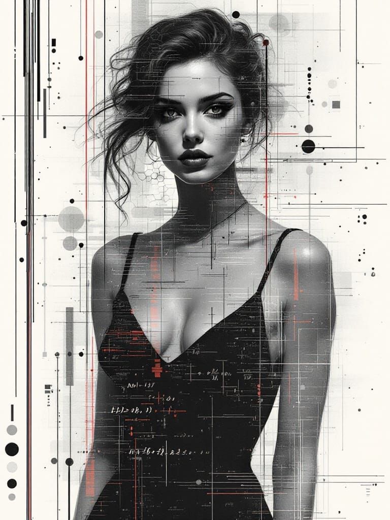 Glitch Art Portrait with Fractal Data Streams