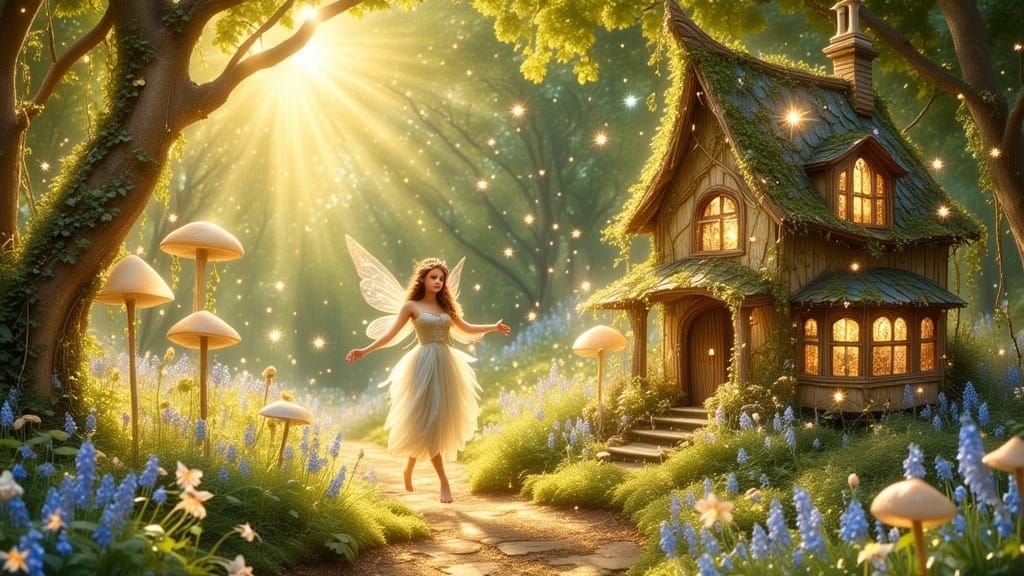 Enchanting Fairy Garden Under Moonlight