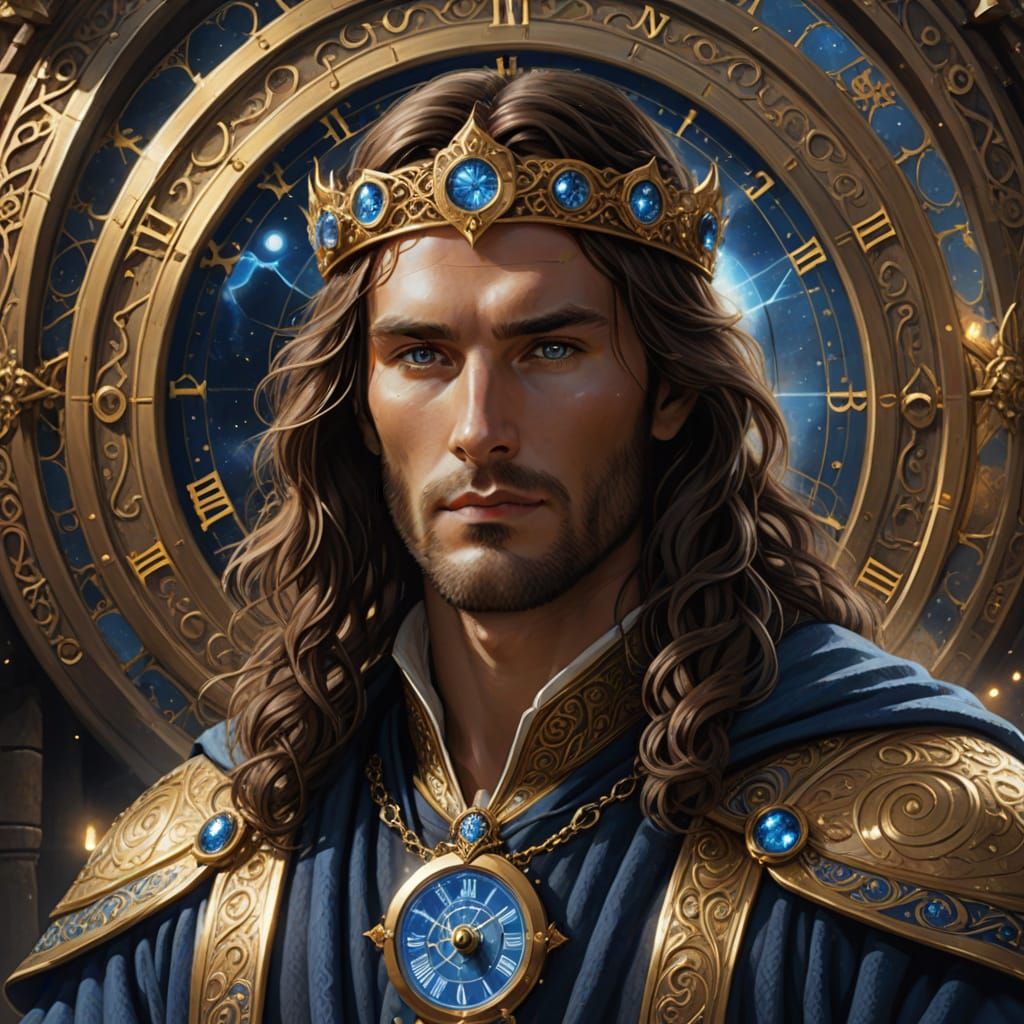 Mystical Portrait of Man with Magical Clock