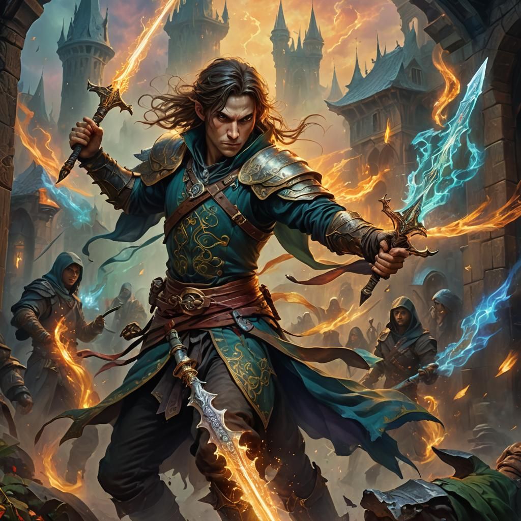 Half-Elf Rogue/Diviner with Psychic Powers in Oil Painting