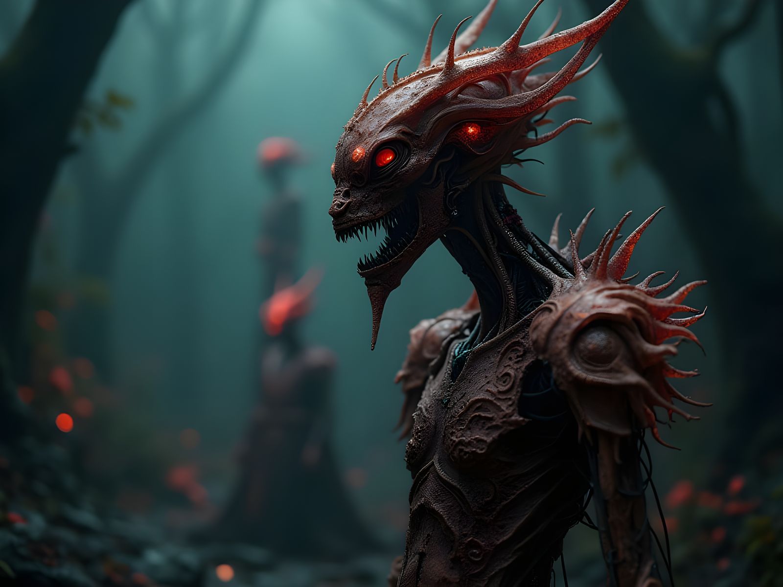 Renaissance Biomechanical Horrors in Neon Light