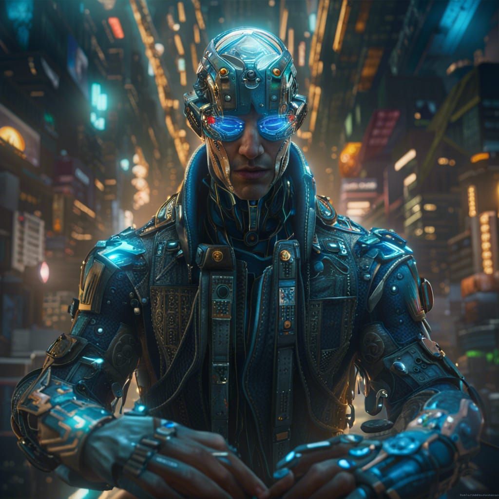 Cyberpunk God Breaks the Matrix in Biopunk Style
