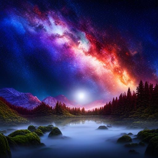 Epic Starry Night Sky Over Forest