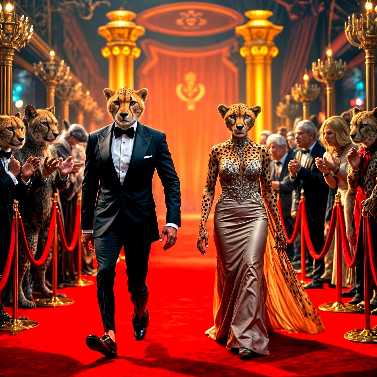 Epic Red Carpet Entrance by Humanoid Female Cheetah