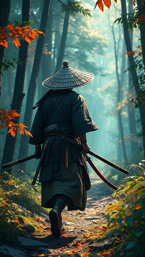 Ronin Samurai in Forest Landscape