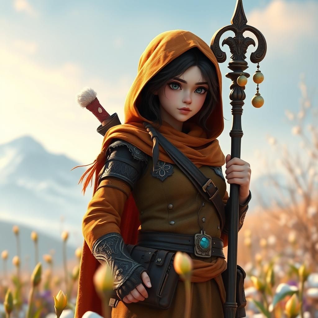 Resilient Warrior: Spring's Renewal in 3D Anime Art