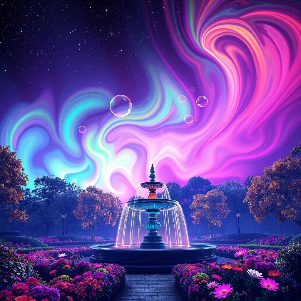 Rainbow Aurora Nebula Sky in Neon Colors