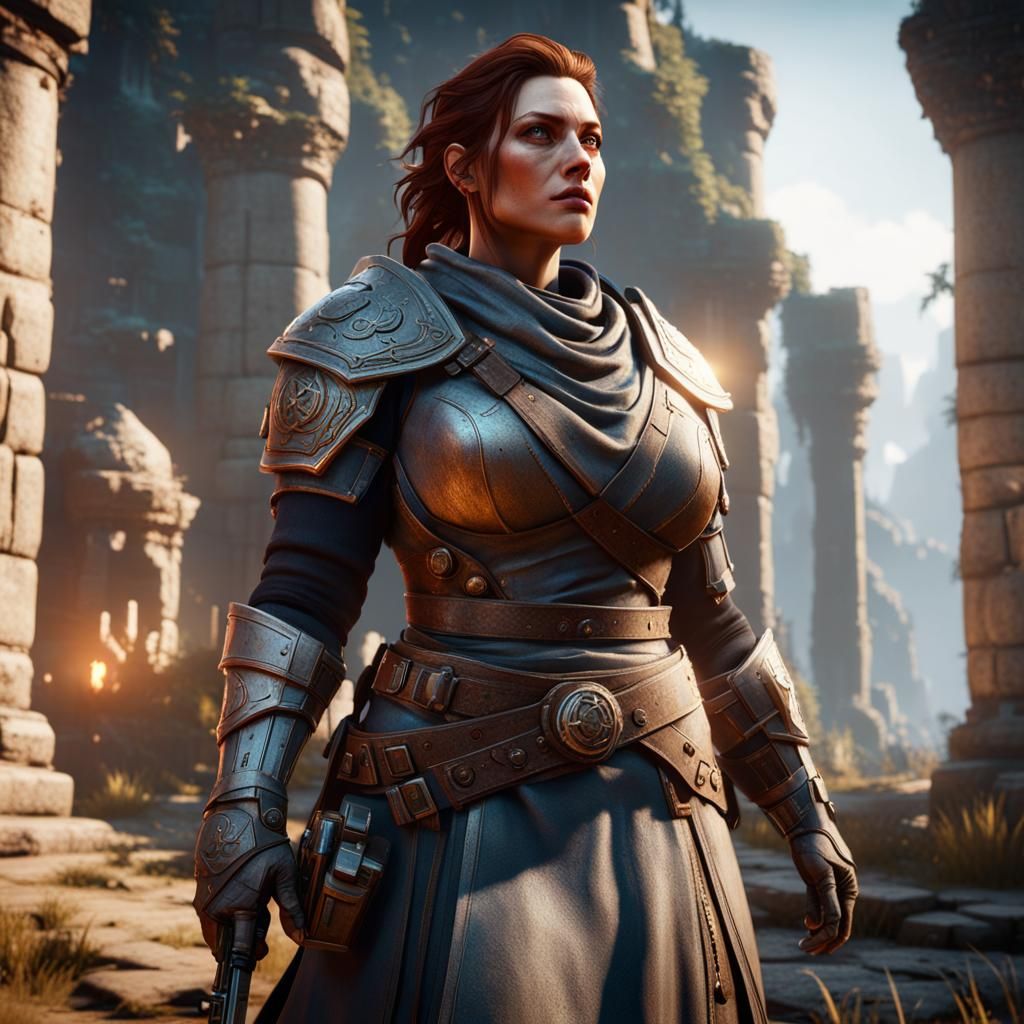Plus Size Character in 3D Game Cinematic Style