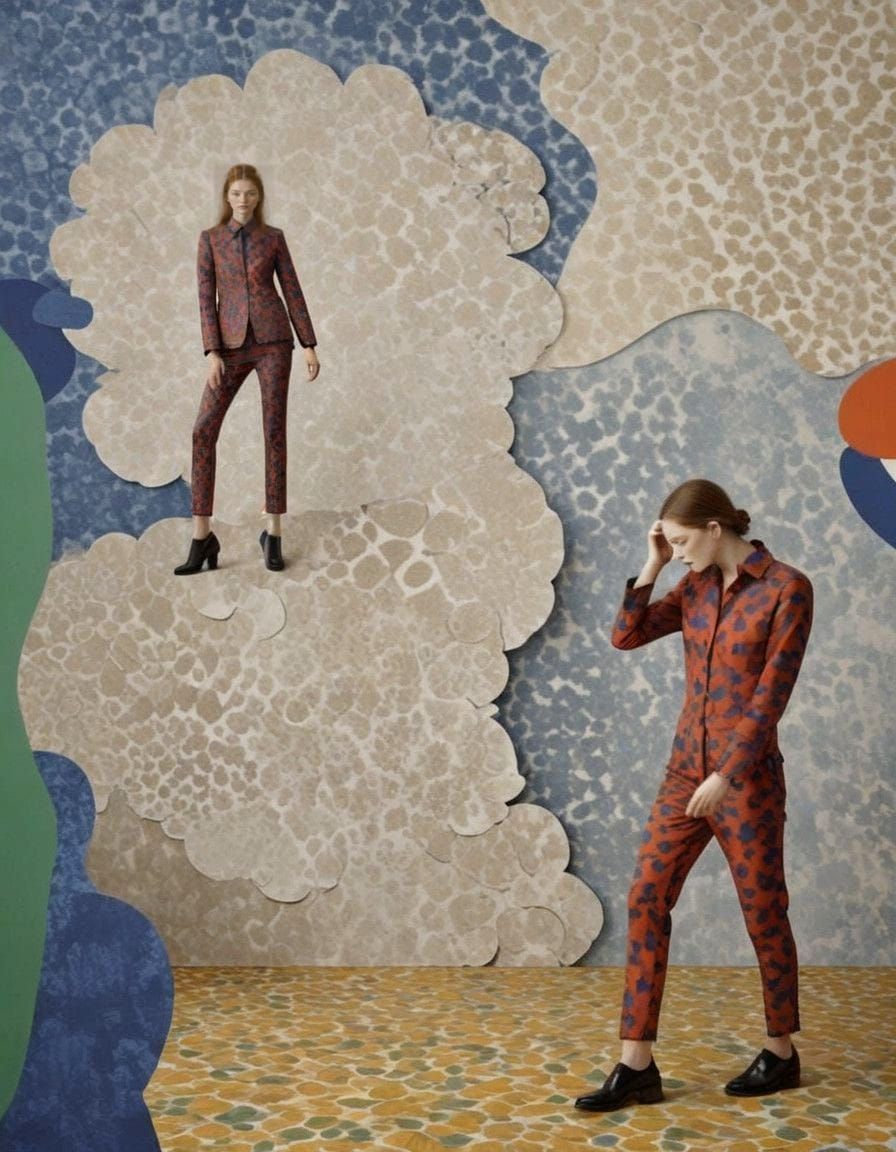 Elegant Fashion Study with Bold Marimekko Fabrics