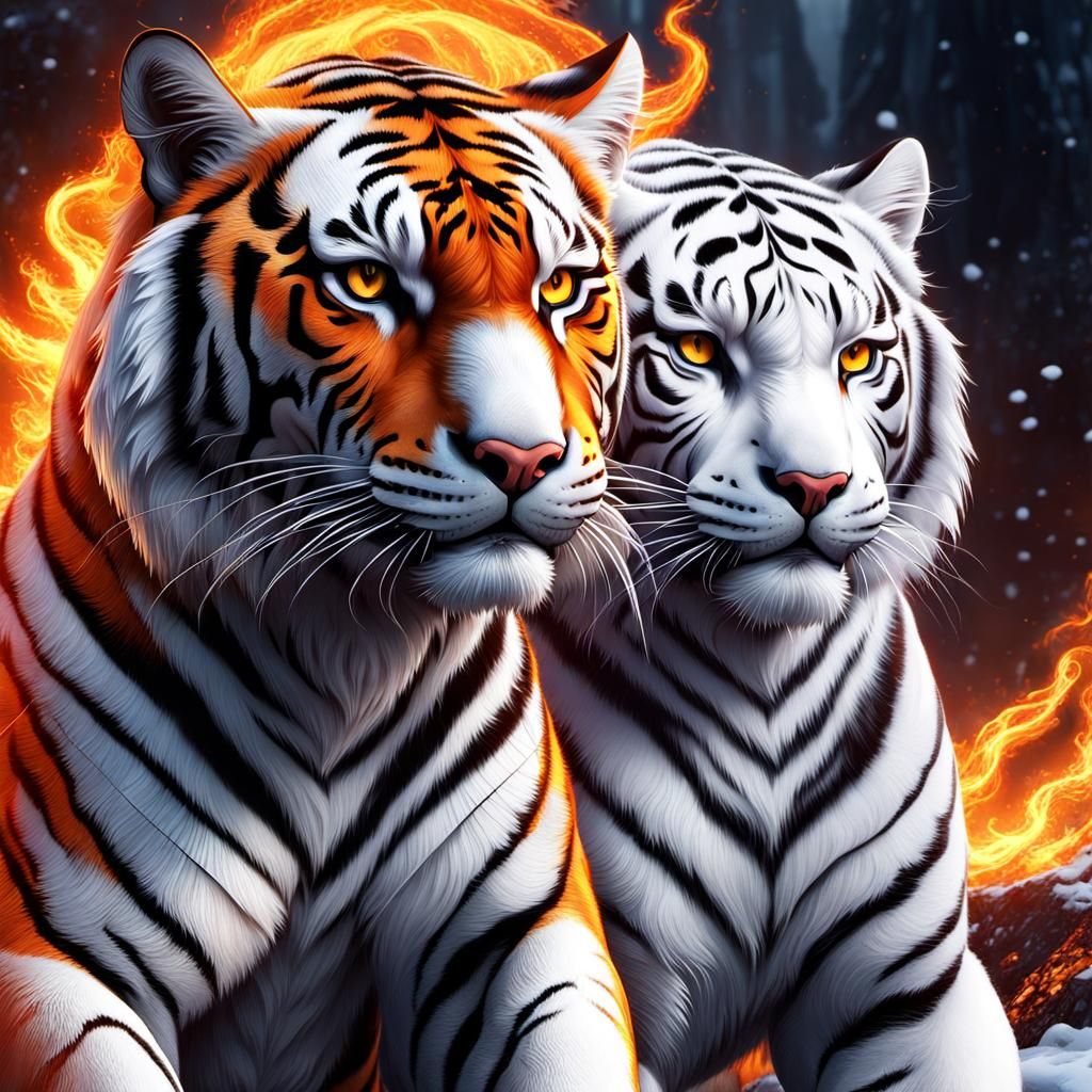 Fiery Tiger and Icy Tiger Concept Art