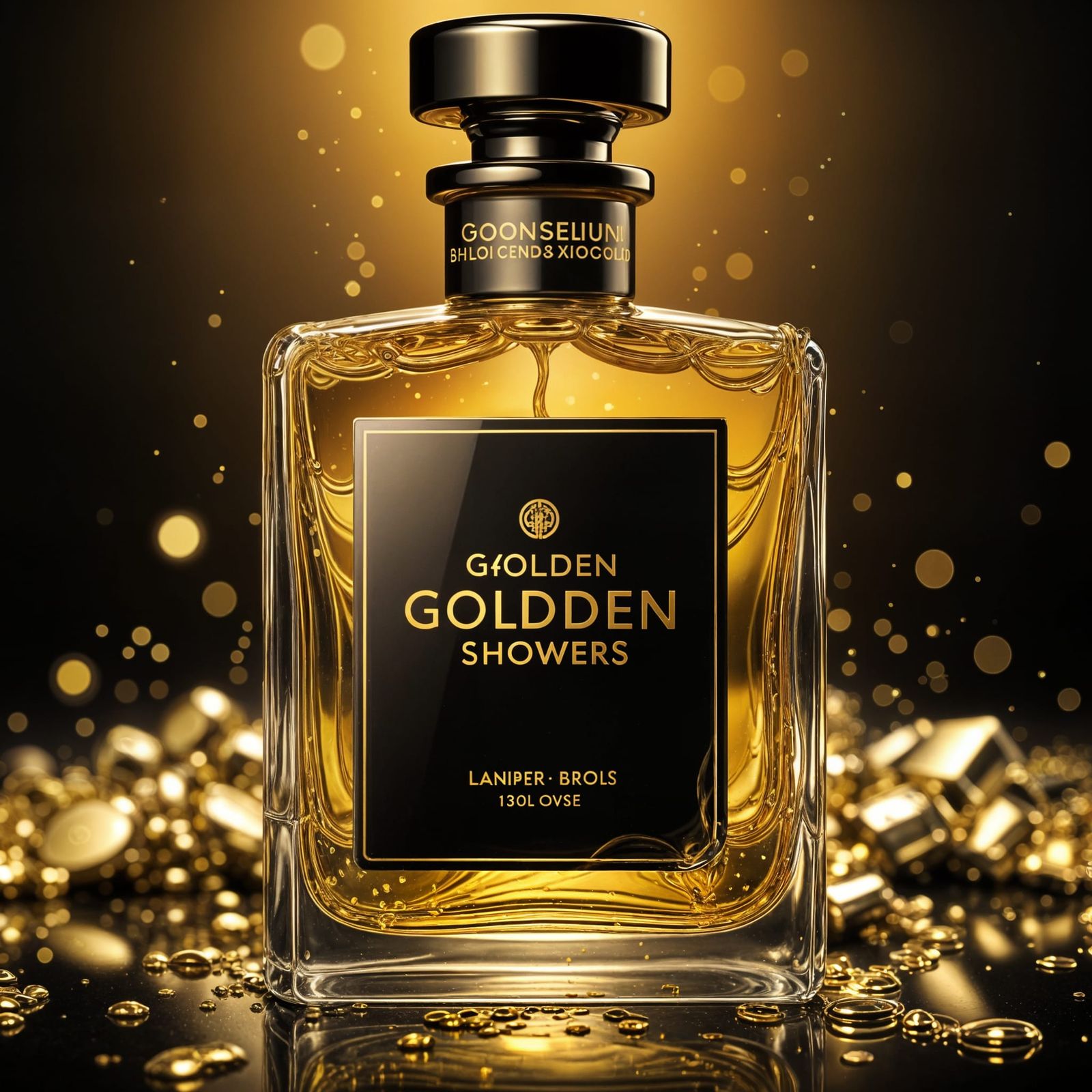 Luxurious Golden Perfume Bottle in Elegant Black Packaging