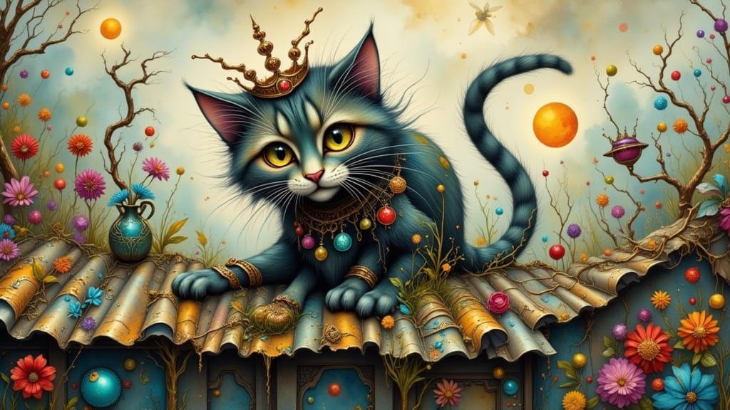 Cat on a Hot Tin Roof in Fantasy Style