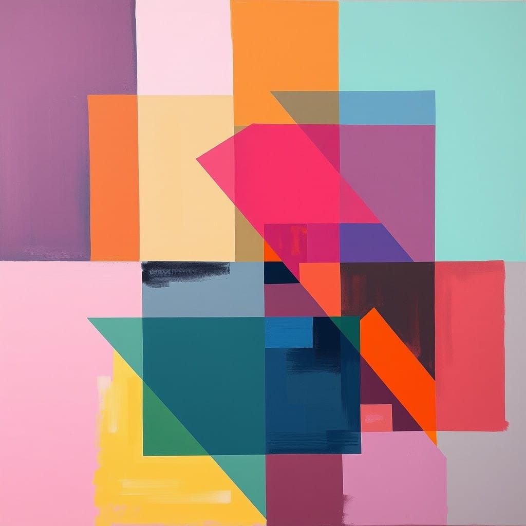 Vibrant Expressionist Geometric Abstraction with Neon Accent...