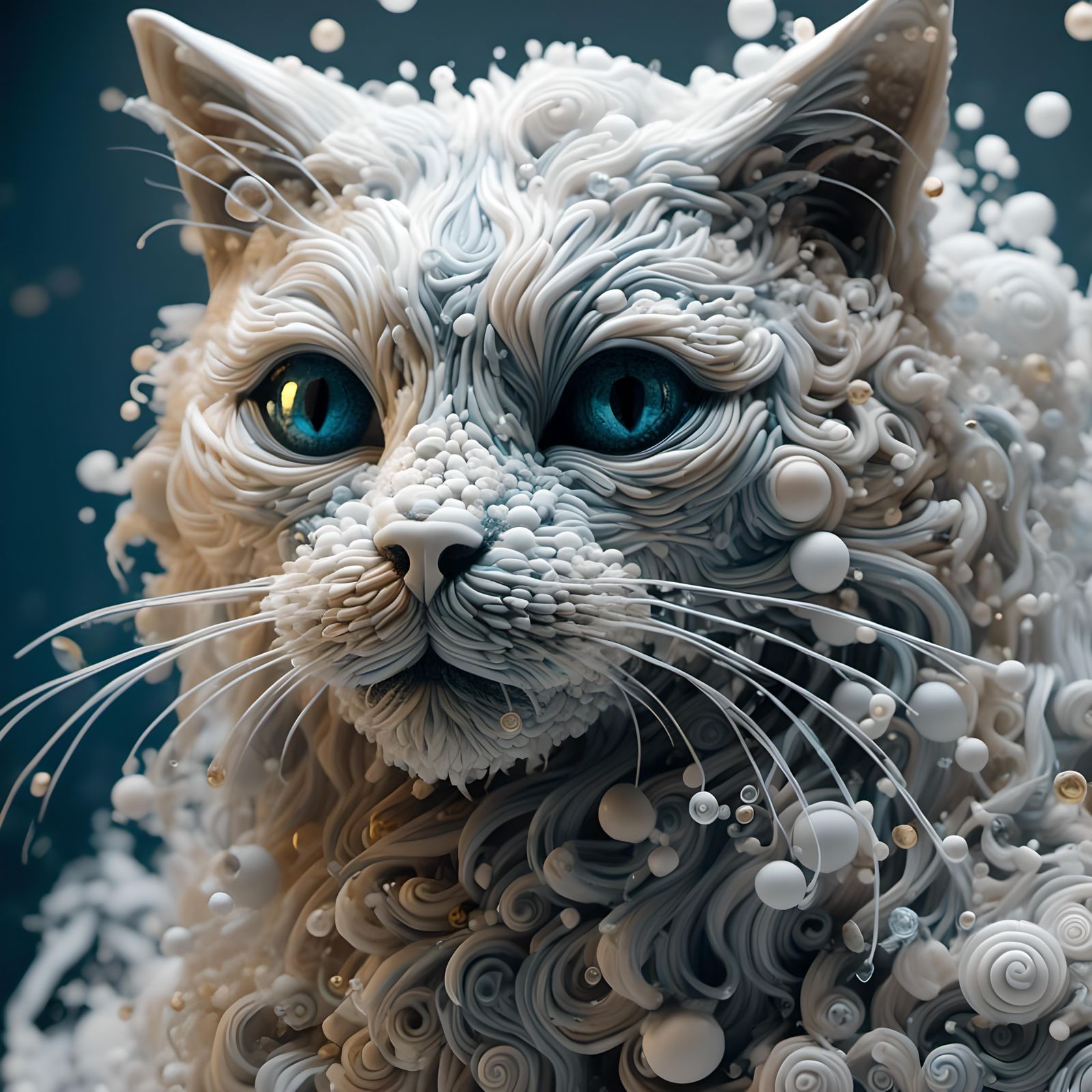 Abstract Iidescent Cat in Burton-esque Cubist Style