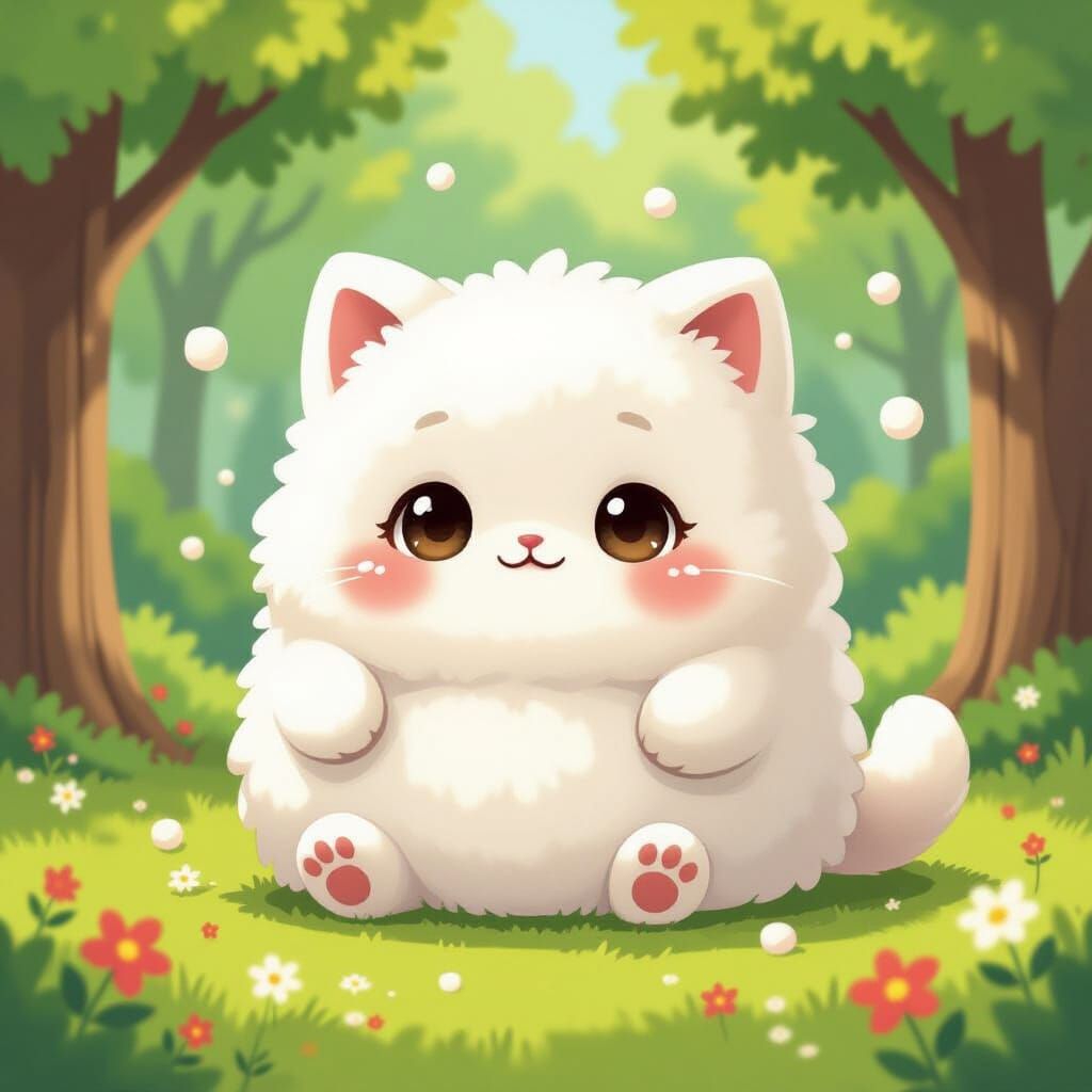 Marshmallow Kittens in Whimsical Illustration Style