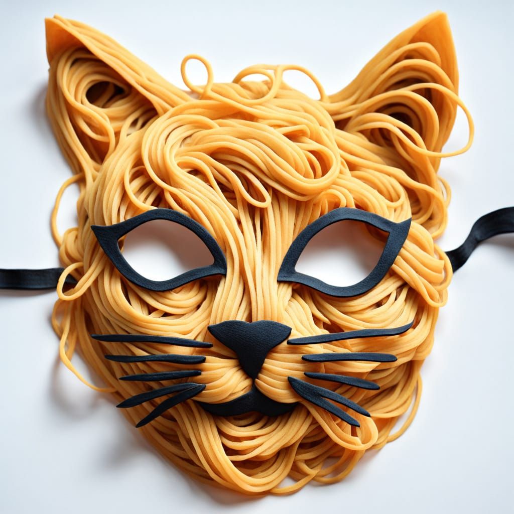 Surreal Feline Sculpture Made from Twisted Pasta