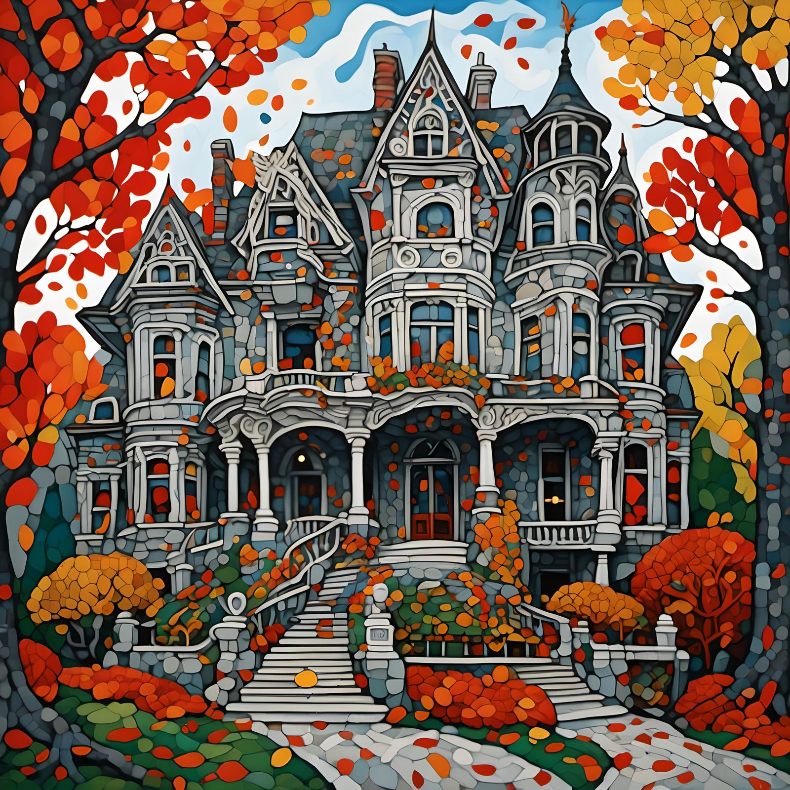 Grand 19th Century Mansion in Autumn