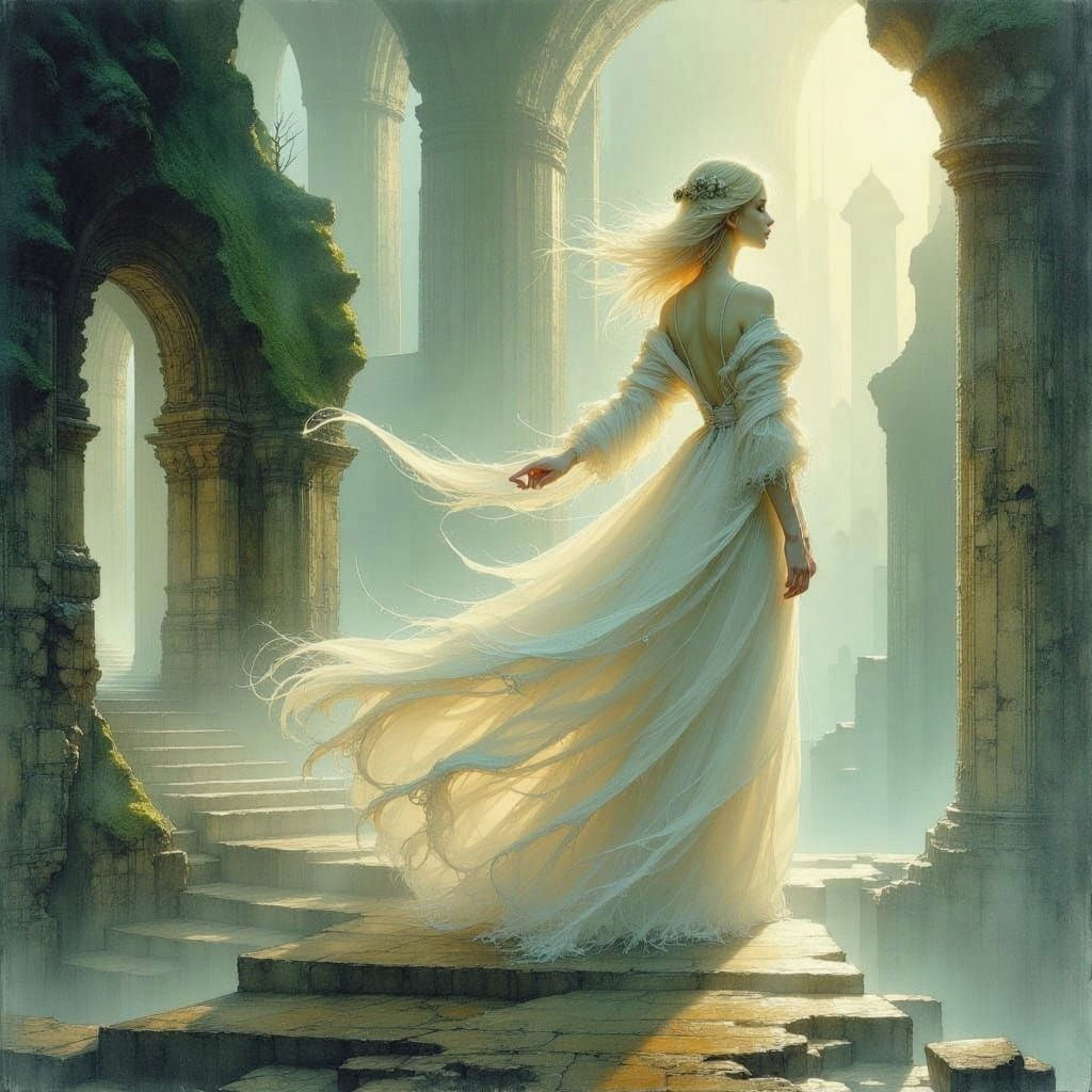 Serene Blonde Woman Brings Peace