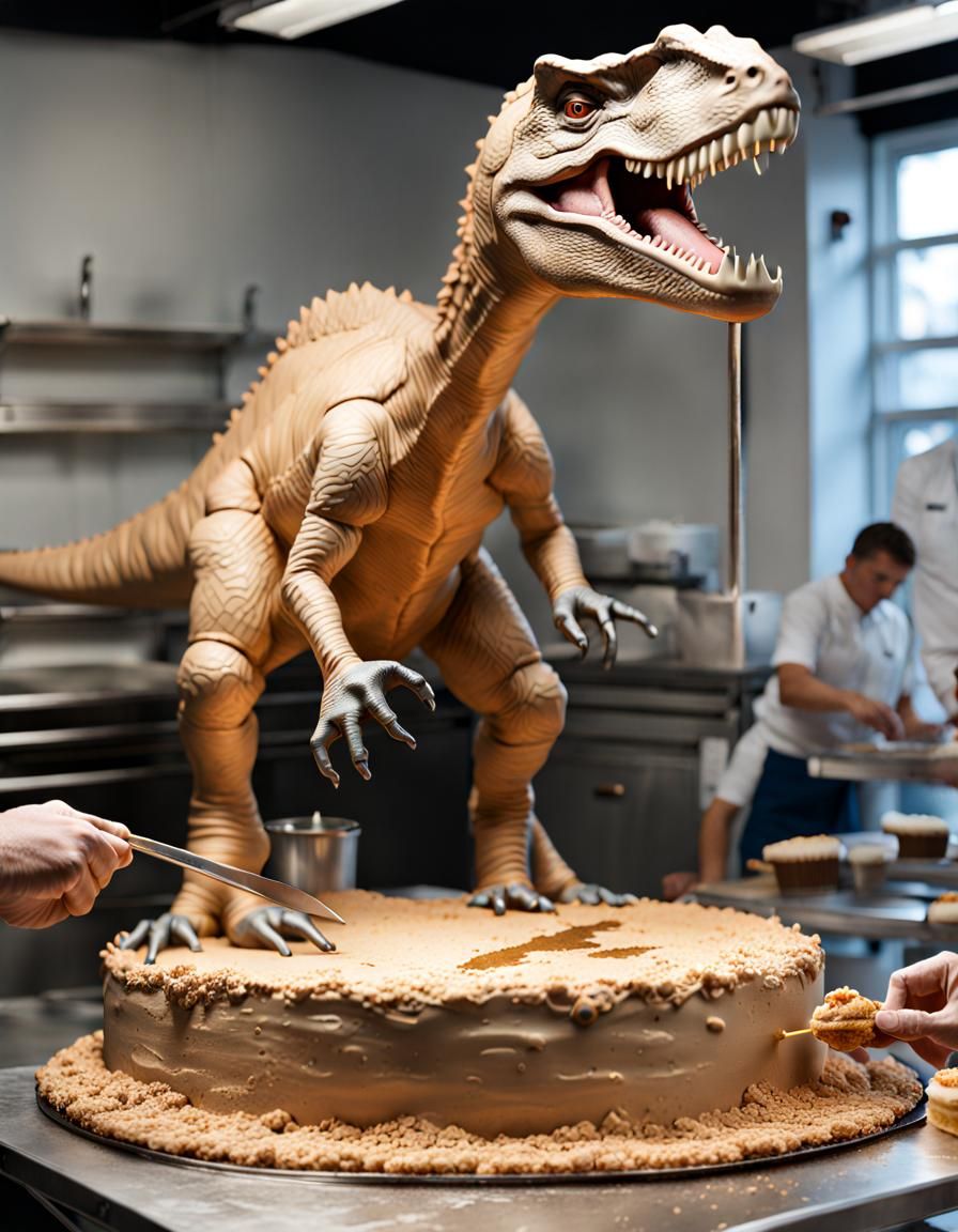 Hyperdetailed Cake Sculpture of a Diplo Dinosaur