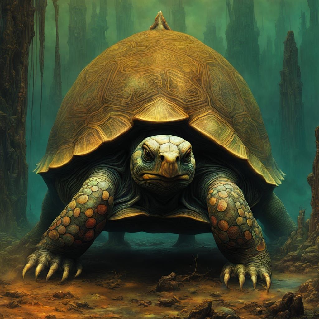 Ancient Turtle Warrior in Iridescent Armor