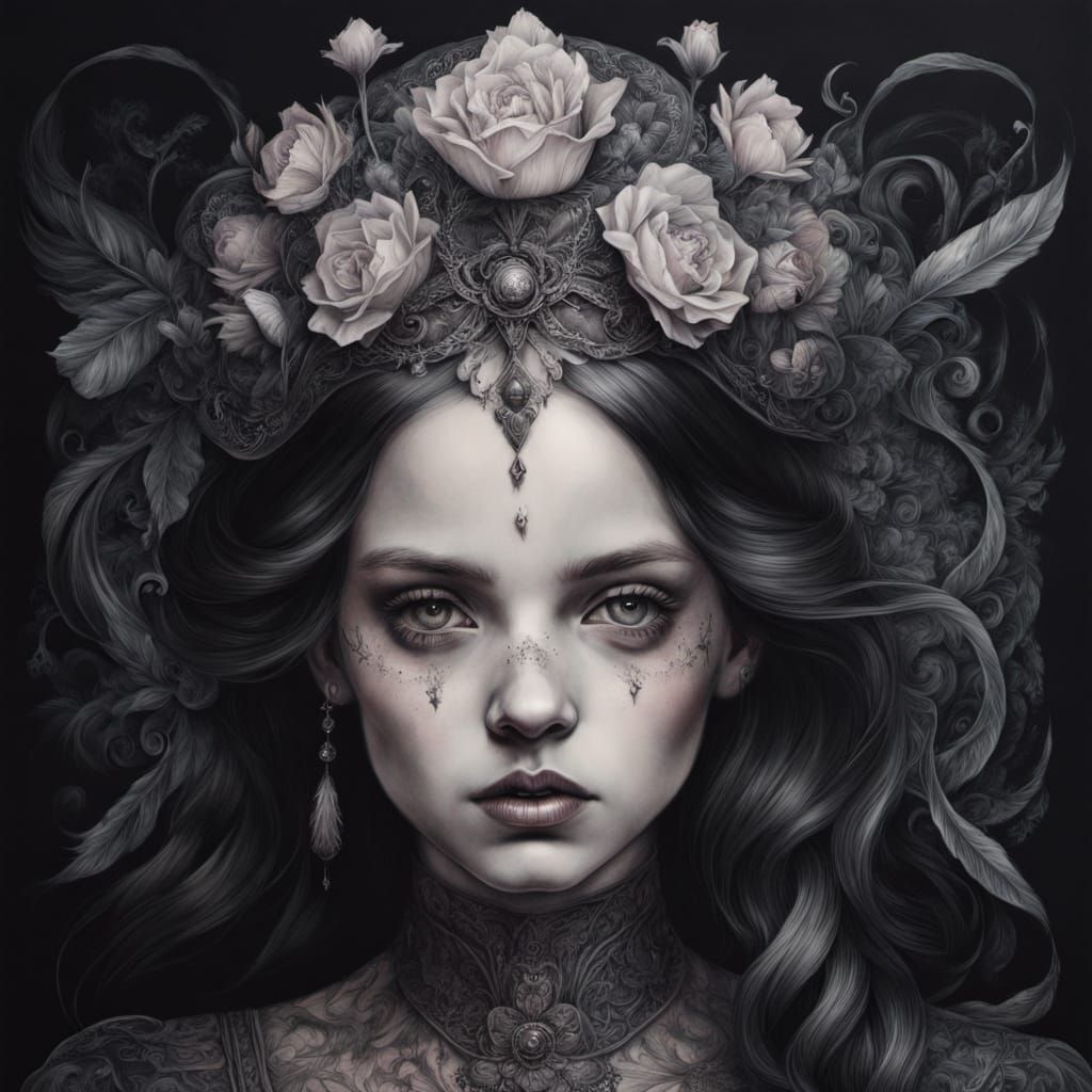 Regal Victorian Queen of Hearts Portrait in Hyperrealistic S...