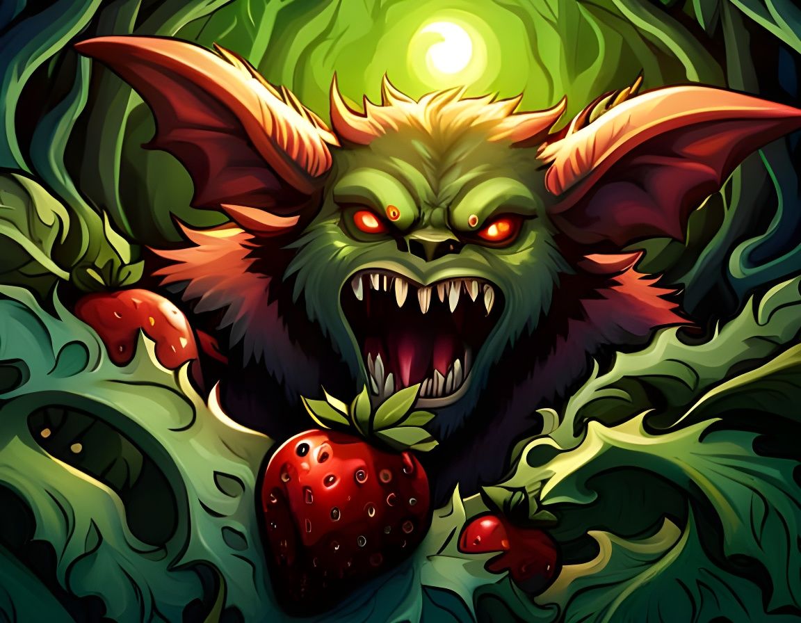 Whimsical Strawberry Demon in Dreamy Fairycore Style