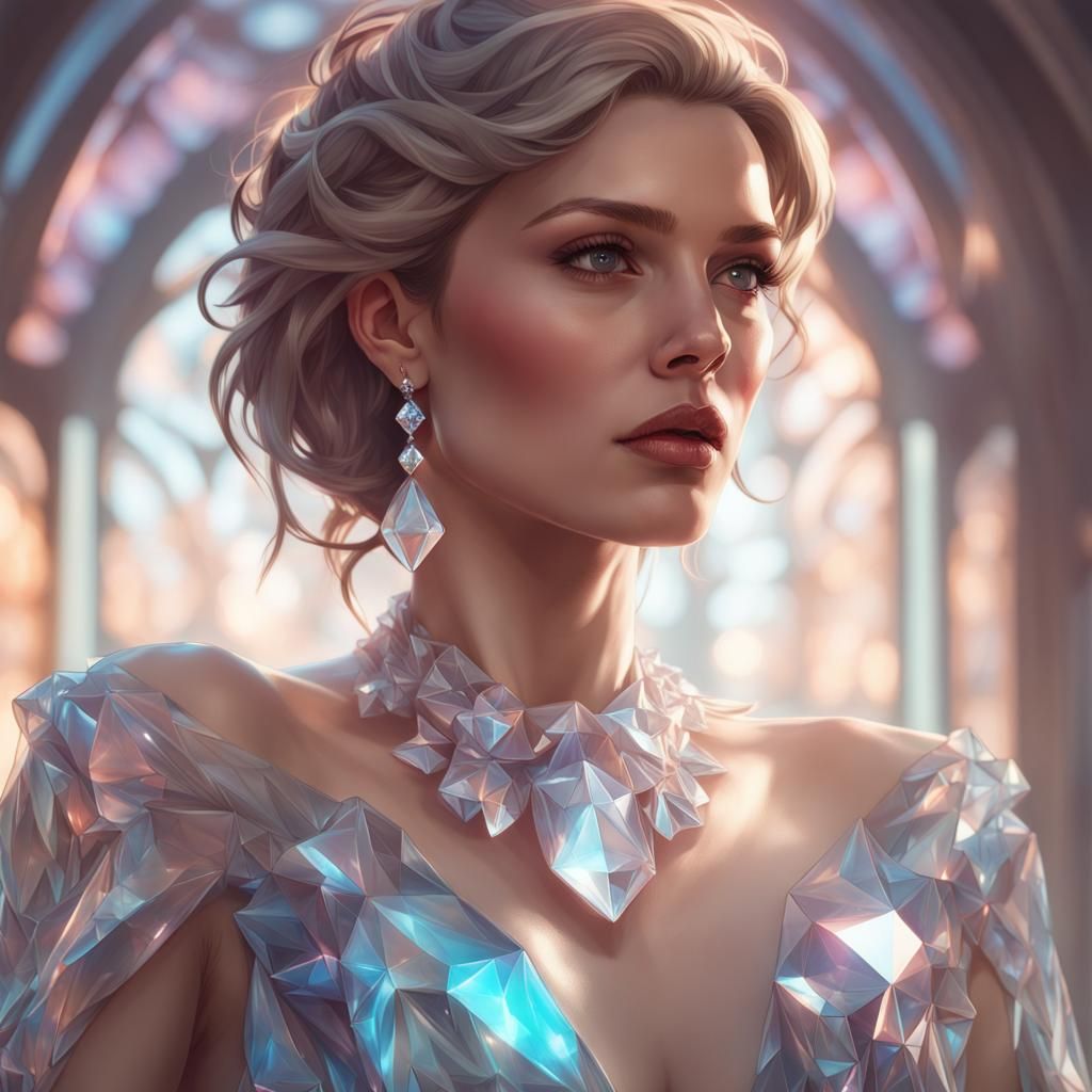 Woman in Crystal Dress: Hyperdetailed Portrait