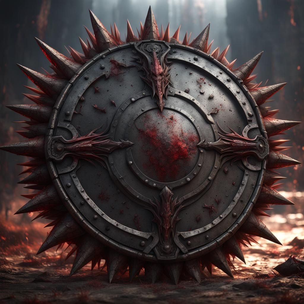 Battle-Worn Spiked Steel Shield Concept Art