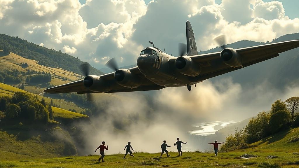 WWII Bomber Rises from Clouds in a Meticulously Detailed War...