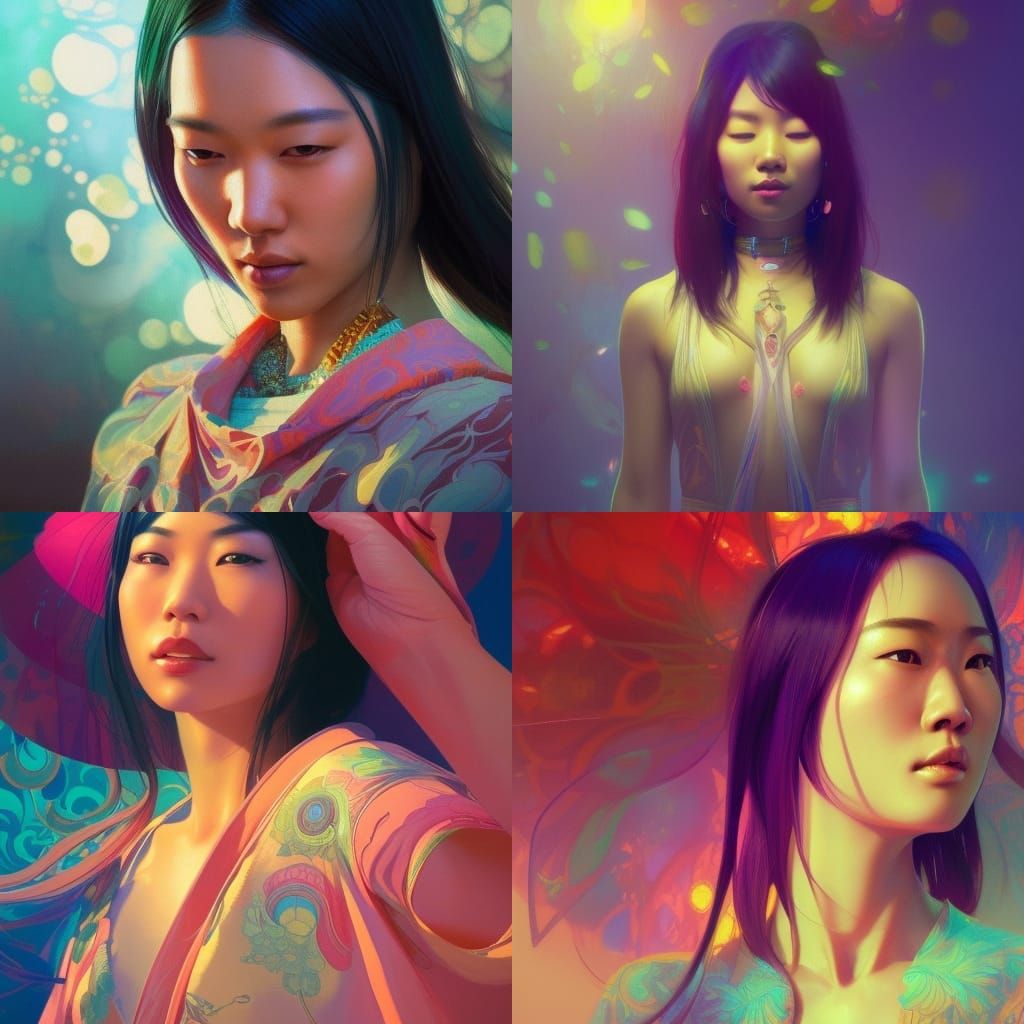Psychedelic Asian Woman Portrait in 8k Resolution